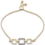 .15ct G SI 14K Yellow Gold Diamond Adjustable Bola Bracelet 7.25" Long Adjustable