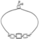 .15ct G SI 14K White Gold Diamond Adjustable Bola Bracelet 7.25" Long Adjustable