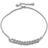 .48ct G SI 14K White Gold Diamond Cuban Style Adjustable Bola Bracelet 7.25" Long Adjustable