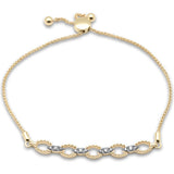 .24ct G SI 14K Yellow Gold Diamond Adjustable Bola Bracelet 7" Long Adjustable