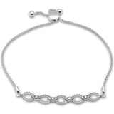 .25ct G SI 14K White Gold Diamond Adjustable Bola Bracelet 7" Long Adjustable