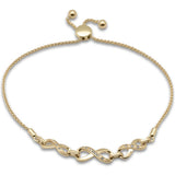 <span style="color:purple">SPECIAL!</span>.05ct G SI 14K Yellow Gold Diamond Infinity Adjustable Bola Bracelet 7.25" Long Adjustable