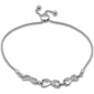 <span style="color:purple">SPECIAL!</span>.05ct G SI 14K White Gold Diamond Infinity Adjustable Bola Bracelet 7.25" Long Adjustable