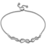 .05ct G SI 14K White Gold Diamond Infinity Adjustable Bola Bracelet 7.25" Long Adjustable