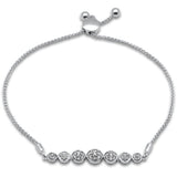 .47ct G SI 14K White Gold Diamond Round Shape Adjustable Bola Bracelet 7" Long Adjustable