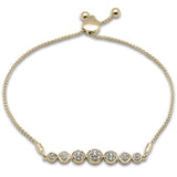 .47ct G SI 14K Yellow Gold Diamond Round Shape Adjustable Bola Bracelet 7" Long Adjustable