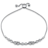 .09ct G SI 14K White Gold Diamond Infinty & Heart Adjustable Bola Bracelet 7.25" Long Adjustable