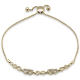 .09ct G SI 14K Yellow Gold Diamond Infinty & Heart Adjustable Bola Bracelet 7.25" Long Adjustable