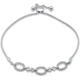.19ct G SI 14K White Gold Diamond Adjustable Bola Bracelet 7.25" Long Adjustable