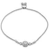 .13ct G SI 14K White Gold Diamond Round Shape Adjustable Bola Bracelet 7" Long Adjustable