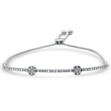 <span style="color:purple">SPECIAL!</span>.75ct G SI 14K White Gold Diamond Adjustable Bola Bracelet 7.25" Long Adjustable