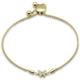 .05ct G SI 14K Yellow Gold Diamond Adjustable Bola Bracelet 7" Long Adjustable