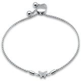 .05ct G SI 14K White Gold Diamond Adjustable Bola Bracelet 7" Long Adjustable