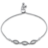 .23ct G SI 14K White Gold Diamond Adjustable Bola Bracelet 7.25" Long Adjustable