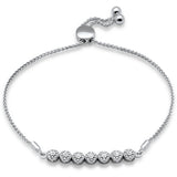 <span style="color:purple">¡ESPECIAL!</span>.08ct G SI Oro Blanco 14K Pulsera Bola Ajustable con Diamantes 7.25" de Largo Ajustable