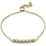 .08ct G SI 14K Yellow Gold Diamond Adjustable Bola Bracelet 7.25" Long Adjustable