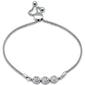 <span style="color:purple">SPECIAL!</span>.12ct G SI 14K White Gold Diamond Adjustable Bola Bracelet 7.25" Long Adjustable