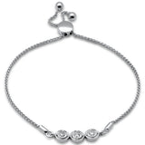 <span style="color:purple">SPECIAL!</span>.12ct G SI 14K White Gold Diamond Adjustable Bola Bracelet 7.25" Long Adjustable