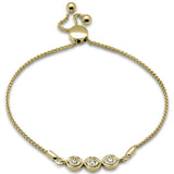 .12ct G SI 14K Yellow Gold Diamond Adjustable Bola Bracelet 7.25" Long Adjustable
