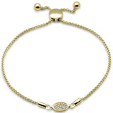 .06ct G SI 14K Yellow Gold Diamond Adjustable Bola Bracelet 7" Long Adjustable