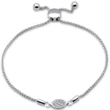 .06ct G SI 14K White Gold Diamond Adjustable Bola Bracelet 7" Long Adjustable