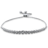 .24ct G SI 14K White Gold Diamond Graduated Adjustable Bola Bracelet 7" Long Adjustable