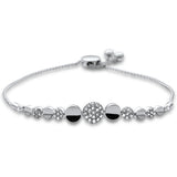 <span style="color:purple">SPECIAL!</span>.32ct G SI 14K White Gold Diamond Graduated Round Shapes Adjustable Bola Bracelet 7.25" Long Adjustable