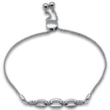 .13ct G SI 14K White Gold Diamond Adjustable Bola Bracelet 7.25" Long Adjustable