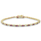 <span style="color:purple">SPECIAL!</span>1.89ct G SI 14K Yellow Gold Diamond & Ruby Gemstones Bracelet 7" Long