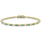 <span style="color:purple">SPECIAL!</span>1.60ct G SI 14K Yellow Gold Diamond & Natural Emerald Gemstones Bracelet 7" Long