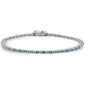 <span style="color:purple">SPECIAL!</span>2.54ct G SI 14K White Gold Blue Sapphire Gemstones Bracelet 7" Long
