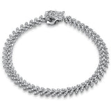 1.96ct G SI 14K White Gold Diamond Olive Branch Bracelet 7" Long