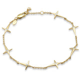 <span style="color:purple">¡ESPECIAL!</span>.10ct G SI Brazalete de oro amarillo de 14K con cruz lateral delgada de diamantes de 6.25+1" de largo