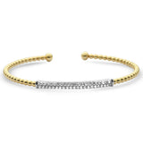 .49ct G SI 14K Yellow Gold Diamond Beaded Style Open Bangle Bracelet
