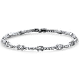 2.49ct G SI 14K White Gold Diamond Round & Baguette Tennis Bracelet 7" Long