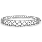 1.01ct G SI 14K White Gold Diamond Dome Style Bangle Bracelet