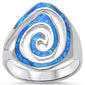 <span>CLOSEOUT!</span> Swirl Design Blue Opal Fashion .925 Sterling Silver Ring