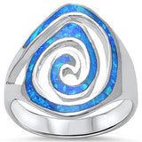  Swirl Design Blue Opal Fashion .925 Sterling Silver Ring