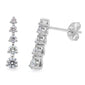 <span>DIAMOND  CLOSEOUT! </span>.55cts 5 Round Diamond Journey Stud Earrings Drop Dangle 14kt White Gold