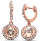 <span>GEMSTONE CLOSEOUT! </span> 2.67cts 14k Rose Gold Round Morganite & Diamond Drop Dangle Earrings
