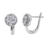 <span>DIAMOND CLOSEOUT! </span>.44ct Round Halo Design Diamond Hoop Earrings 14kt White Gold