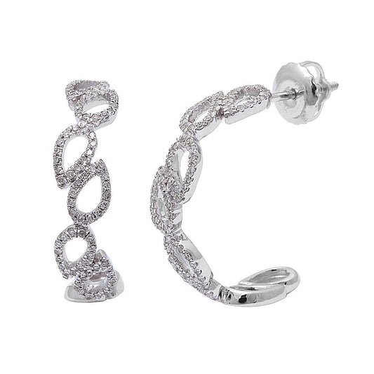 .24ct 14kt White gold F SI Hoop Huggie Style Tear Drop Shaped Diamond Earrings