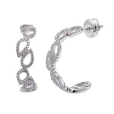 .24ct 14kt White gold F SI Hoop Huggie Style Tear Drop Shaped Diamond Earrings