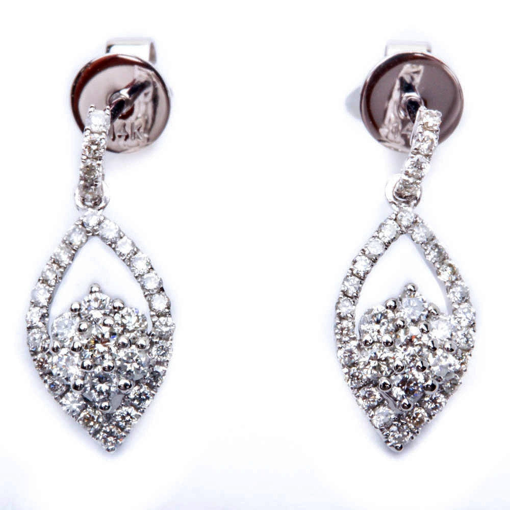 <span style="color:purple">SPECIAL!</span> .59ct 14kt White Gold Antique Style Diamond Drop Dangle Style Earrings