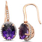 <span>GEMSTONE CLOSEOUT! </span> 5.24cts 14k Rose Gold Oval Amethyst Diamond Designer Earrings