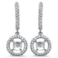 <span>DIAMOND CLOSEOUT! </span>.46ct 14k White Gold F SI Halo Diamond Semi Mount Drop Dangle Earrings
