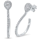 <span>¡LIQUIDACIÓN DE DIAMANTES! </span> Pendientes únicos de oro blanco de 14 kt con diamantes estilo aro de .54ct G SI