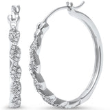 .20ct 14k White Gold Round Diamond Twisted Infinity Hoop Earrings