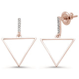 <span>DIAMOND  CLOSEOUT! </span>.08ct 14k Rose Gold Diamond Trendy Triangle Earrings