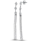 .23ct 14k White Gold Diamond Drop Dangle Tassel Earrings